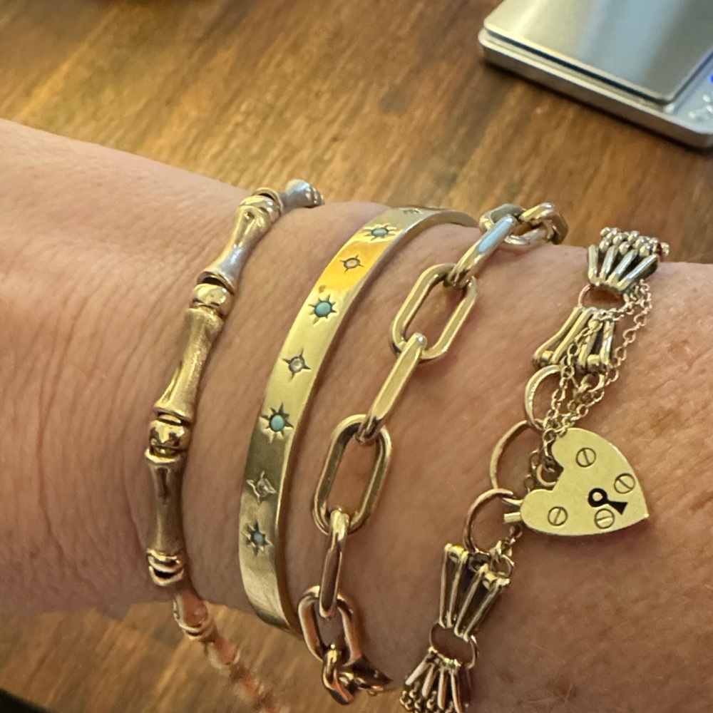 14K Gold Estate Bamboo Bracelet